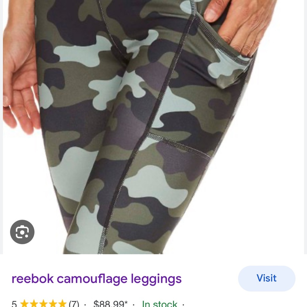 Reebok camo, slightly used workout pants, size M